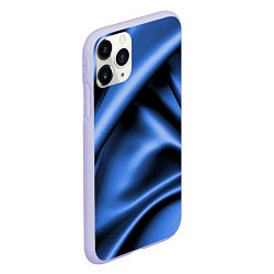 Чехол iPhone 11 Pro матовый Складки гладкой синей ткани, цвет: 3D-светло-сиреневый — фото 2