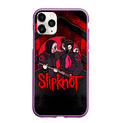 Чехол iPhone 11 Pro матовый Slipknot black and red, цвет: 3D-фиолетовый