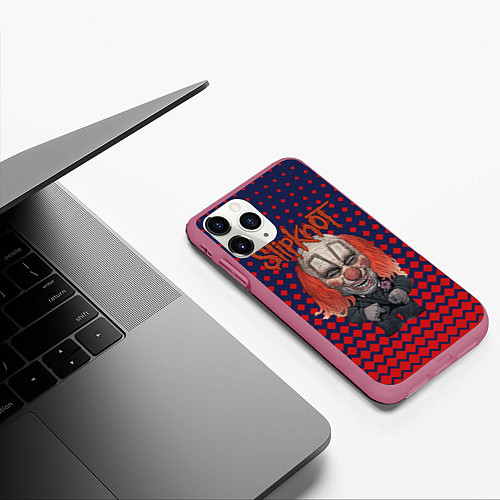 Чехол iPhone 11 Pro матовый Slipknot clown / 3D-Малиновый – фото 3