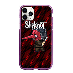 Чехол iPhone 11 Pro матовый Slipknot красные молнии, цвет: 3D-фиолетовый