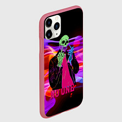 Чехол iPhone 11 Pro матовый Никто - Skull - Flame, цвет: 3D-малиновый — фото 2