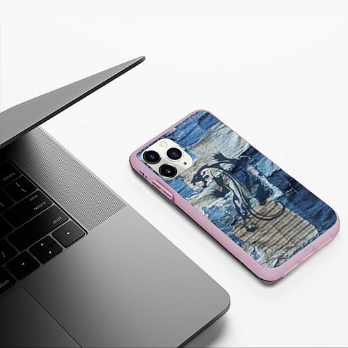 Чехол iPhone 11 Pro матовый Cotton Rag - Patchwork -Tiger / 3D-Розовый – фото 3