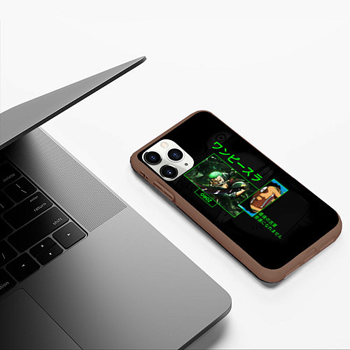 Чехол iPhone 11 Pro матовый One Piece: Zoro / 3D-Коричневый – фото 3