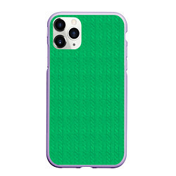 Чехол iPhone 11 Pro матовый Зеленый вязаный свитер, цвет: 3D-светло-сиреневый