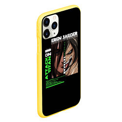 Чехол iPhone 11 Pro матовый Attack on Titan Eren Jaeger, цвет: 3D-желтый — фото 2