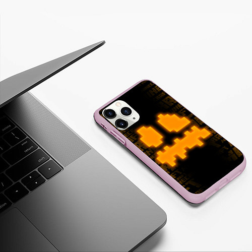 Чехол iPhone 11 Pro матовый Неон Тыква - Майнкрафт / 3D-Розовый – фото 3
