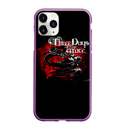 Чехол iPhone 11 Pro матовый Three Days Grace змея и ворон, цвет: 3D-фиолетовый