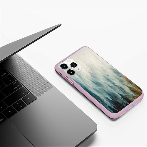 Чехол iPhone 11 Pro матовый Абстрактные водянистые паттерны и краски / 3D-Розовый – фото 3