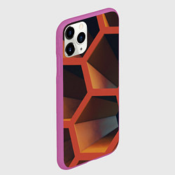 Чехол iPhone 11 Pro матовый Абстрактные шестигранные фигуры, цвет: 3D-фиолетовый — фото 2