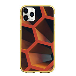 Чехол iPhone 11 Pro матовый Абстрактные шестигранные фигуры, цвет: 3D-желтый