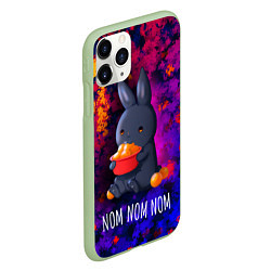 Чехол iPhone 11 Pro матовый Кролик с мандаринами - Nom nom nom, цвет: 3D-салатовый — фото 2