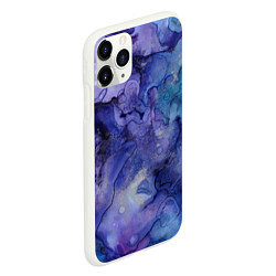 Чехол iPhone 11 Pro матовый Акварельная абстракция в синих тонах, цвет: 3D-белый — фото 2