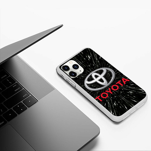Чехол iPhone 11 Pro матовый Тойота, эмблема, автомобильная тема / 3D-Белый – фото 3