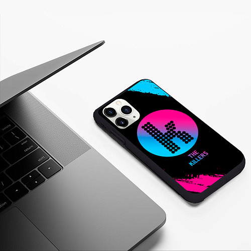 Чехол iPhone 11 Pro матовый The Killers - neon gradient / 3D-Черный – фото 3