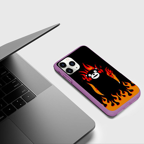 Чехол iPhone 11 Pro матовый Восхваляющий Кумамон - Тайна Кумамона / 3D-Фиолетовый – фото 3
