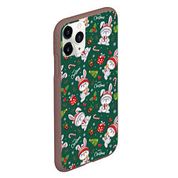 Чехол iPhone 11 Pro матовый Merry Christmas Rabbit 2023, цвет: 3D-коричневый — фото 2