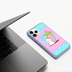 Чехол iPhone 11 Pro матовый Милый зайчик с морковкой, цвет: 3D-светло-сиреневый — фото 2
