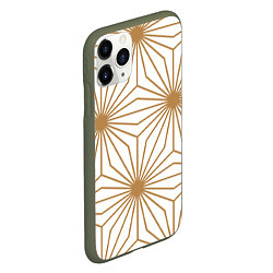 Чехол iPhone 11 Pro матовый Золотой паттерн на белом фоне, цвет: 3D-темно-зеленый — фото 2