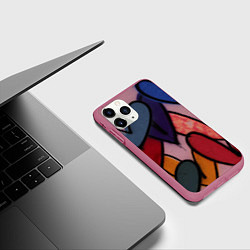 Чехол iPhone 11 Pro матовый Граффити сердца, цвет: 3D-малиновый — фото 2