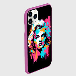 Чехол iPhone 11 Pro матовый Мэрилин Монро - поп арт, цвет: 3D-фиолетовый — фото 2