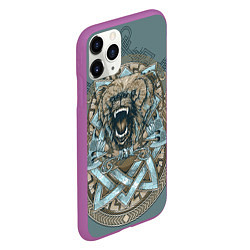 Чехол iPhone 11 Pro матовый Голова медведя-викинга, цвет: 3D-фиолетовый — фото 2