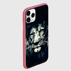Чехол iPhone 11 Pro матовый Голова царя-зверей льва, цвет: 3D-малиновый — фото 2