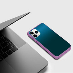 Чехол iPhone 11 Pro матовый Градиент бирюзовый, цвет: 3D-фиолетовый — фото 2