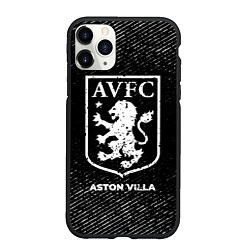 Чехол iPhone 11 Pro матовый Aston Villa с потертостями на темном фоне, цвет: 3D-черный