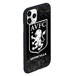 Чехол iPhone 11 Pro матовый Aston Villa с потертостями на темном фоне, цвет: 3D-черный — фото 2