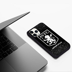Чехол iPhone 11 Pro матовый Aston Villa с потертостями на темном фоне, цвет: 3D-черный — фото 2