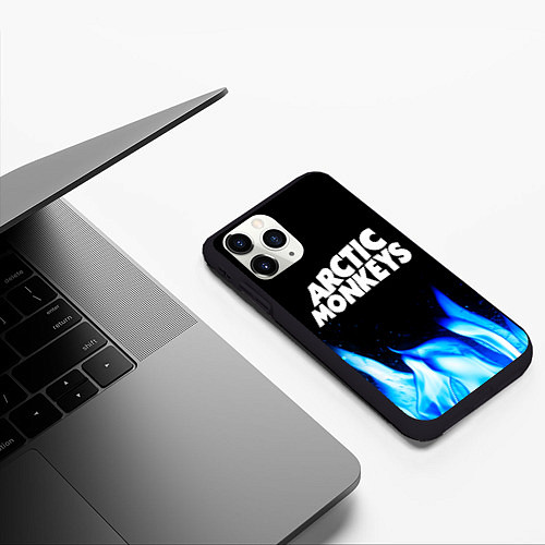 Чехол iPhone 11 Pro матовый Arctic Monkeys blue fire / 3D-Черный – фото 3