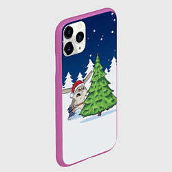 Чехол iPhone 11 Pro матовый Злой кролик и ёлка - 2023, цвет: 3D-фиолетовый — фото 2