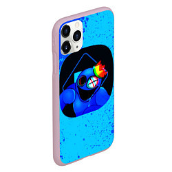 Чехол iPhone 11 Pro матовый Радужные друзья: Синий глитч, цвет: 3D-розовый — фото 2