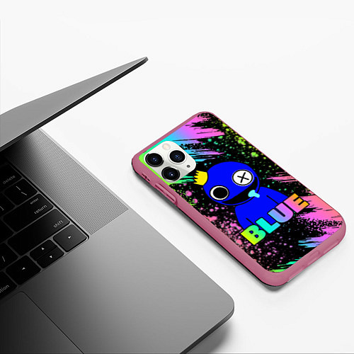 Чехол iPhone 11 Pro матовый Rainbow Friends - Blue / 3D-Малиновый – фото 3