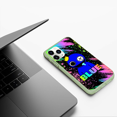 Чехол iPhone 11 Pro матовый Rainbow Friends - Blue / 3D-Салатовый – фото 3
