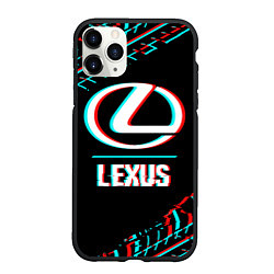 Чехол iPhone 11 Pro матовый Значок Lexus в стиле glitch на темном фоне, цвет: 3D-черный