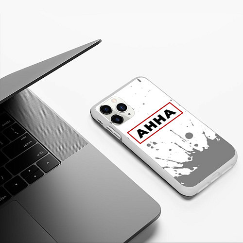 Чехол iPhone 11 Pro матовый Анна - в красной рамке на светлом / 3D-Белый – фото 3