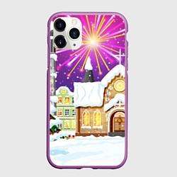 Чехол iPhone 11 Pro матовый Новогодний салют, цвет: 3D-фиолетовый