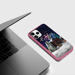 Чехол iPhone 11 Pro матовый С новым годом - новогодняя ночь, цвет: 3D-малиновый — фото 2