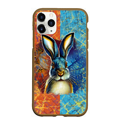 Чехол iPhone 11 Pro матовый Огненный новогодний кролик, цвет: 3D-коричневый