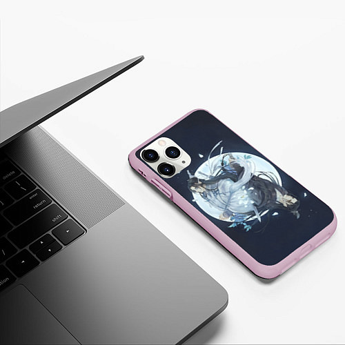 Чехол iPhone 11 Pro матовый Ванцзи Усянь и Луна - Магистр дьявольского культа / 3D-Розовый – фото 3