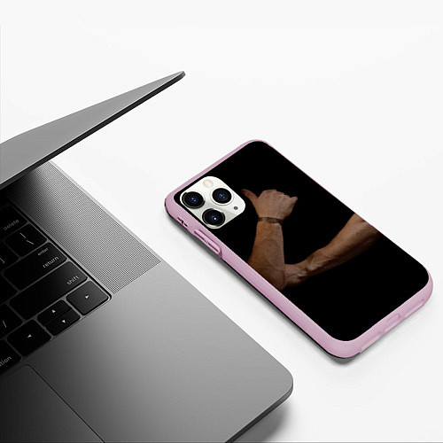 Чехол iPhone 11 Pro матовый Руки в темноте / 3D-Розовый – фото 3