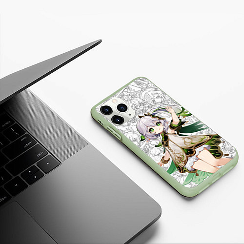 Чехол iPhone 11 Pro матовый Дэндро Архонт - Нахида / 3D-Салатовый – фото 3