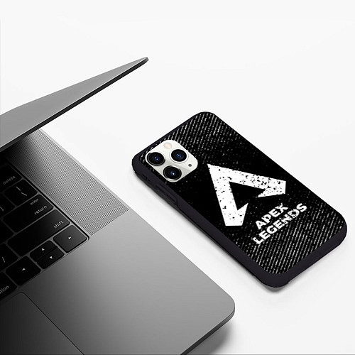 Чехол iPhone 11 Pro матовый Apex Legends с потертостями на темном фоне / 3D-Черный – фото 3