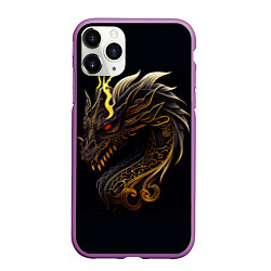 Чехол iPhone 11 Pro матовый Китайский дракон - ирезуми, цвет: 3D-фиолетовый