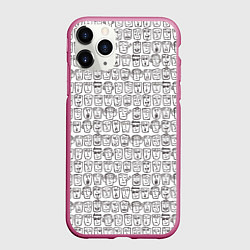 Чехол iPhone 11 Pro матовый Головы человечков скетч, цвет: 3D-малиновый