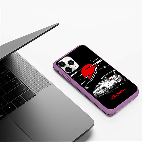 Чехол iPhone 11 Pro матовый Тойота супра - JDM Style / 3D-Фиолетовый – фото 3