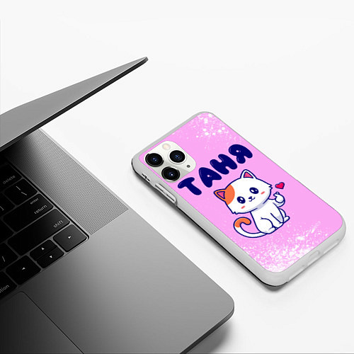 Чехол iPhone 11 Pro матовый Таня кошечка с сердечком / 3D-Белый – фото 3