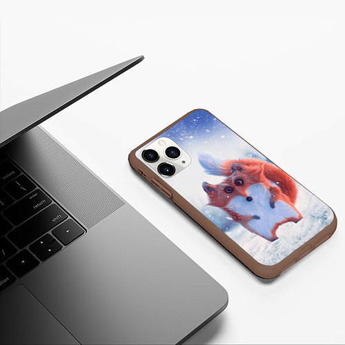 Чехол iPhone 11 Pro матовый Упоротый лис / 3D-Коричневый – фото 3
