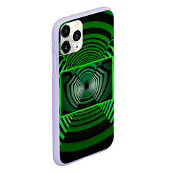 Чехол iPhone 11 Pro матовый Зелёный туннель - оптическая иллюзия, цвет: 3D-светло-сиреневый — фото 2